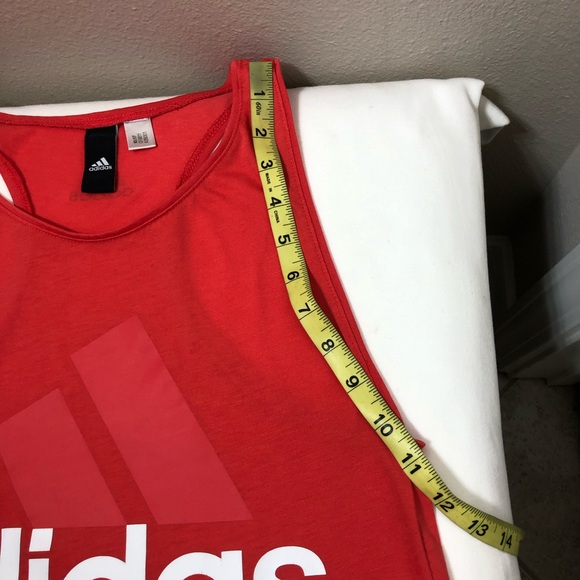 adidas White Logo Orange Red Racerback Tank Top S - Picture 10 of 10